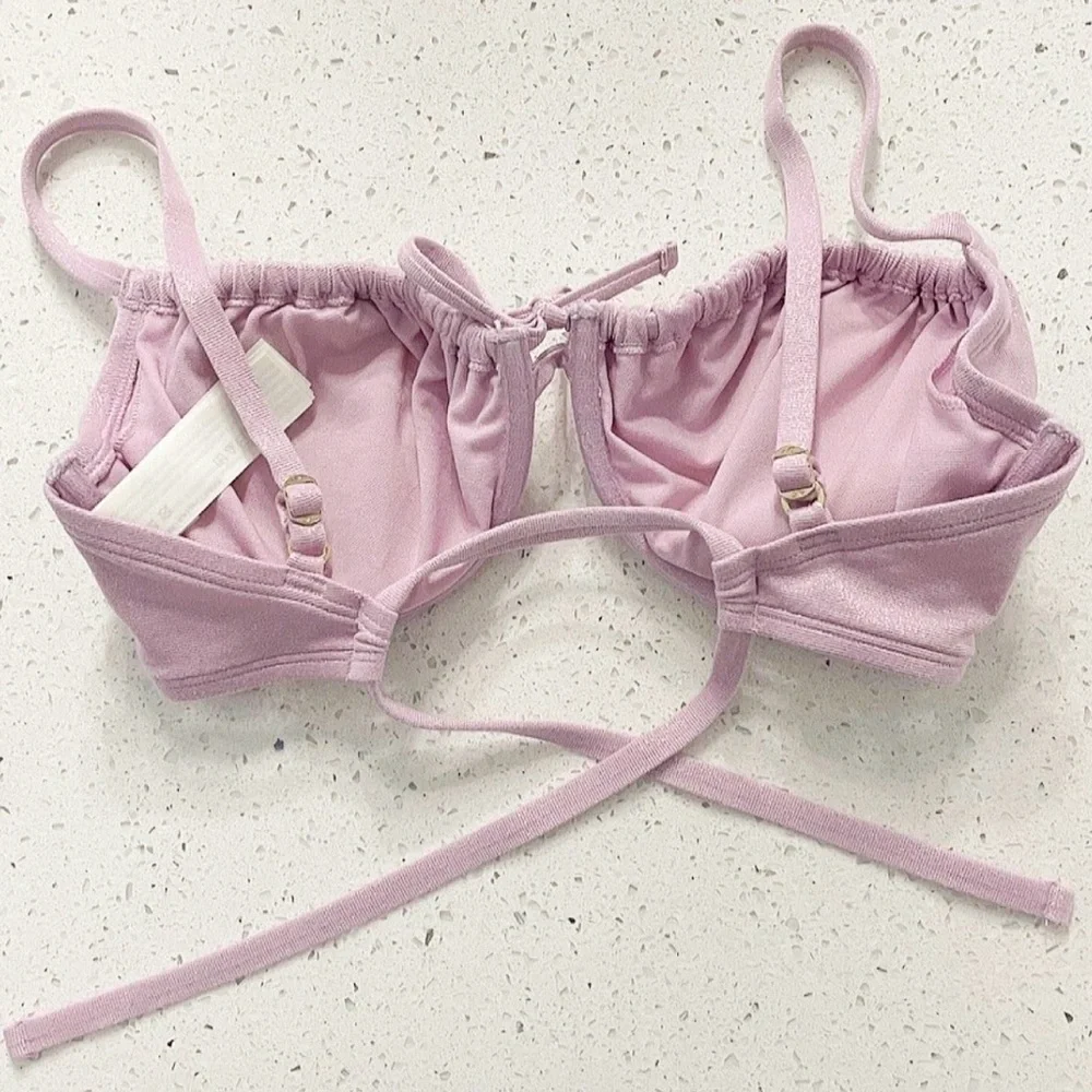 Hollister Pink Metallic Bralette Bikini Top XS
